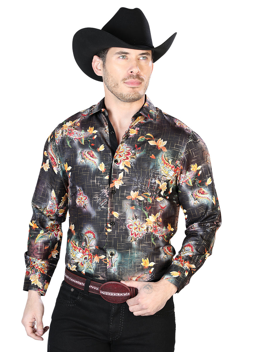 Black/Multicolor Casual Long Sleeve Shirt 43813