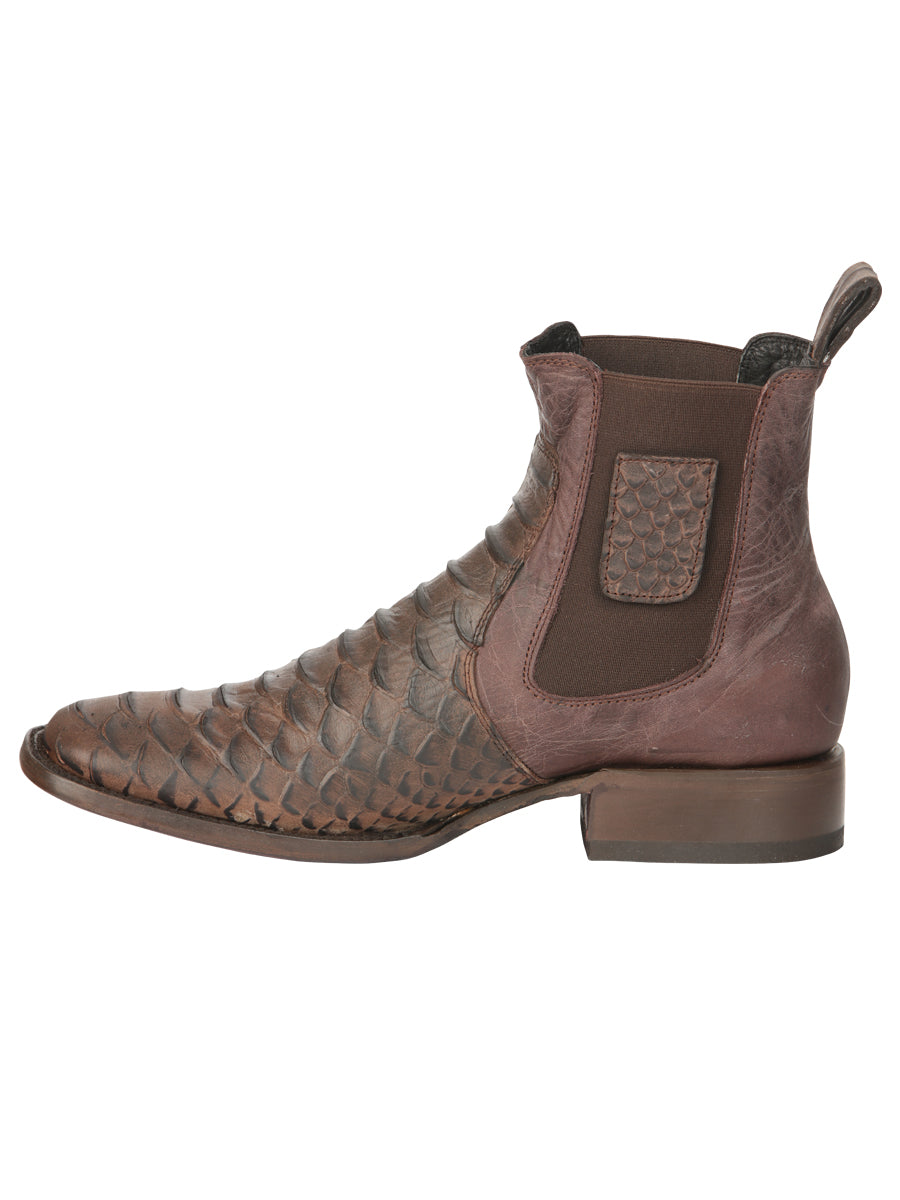 El General Men’s Python Imitation Brown Ankle Boots 45092