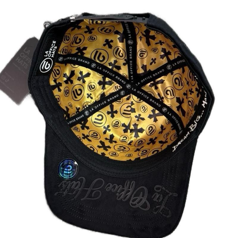 Faith Over Fear Hat La Office Black with Gold Crosses