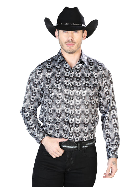 Black And  Gray Casual Long Sleeve Shirt 43939