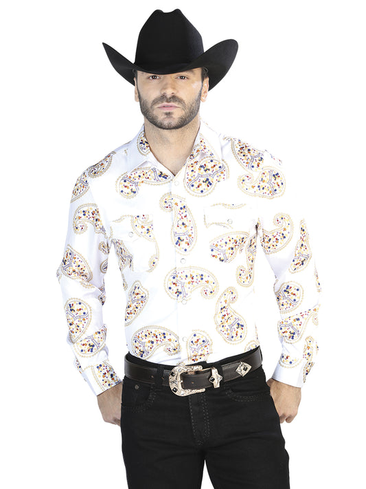 Off White Gold Casual Long Sleeve Shirt 44064