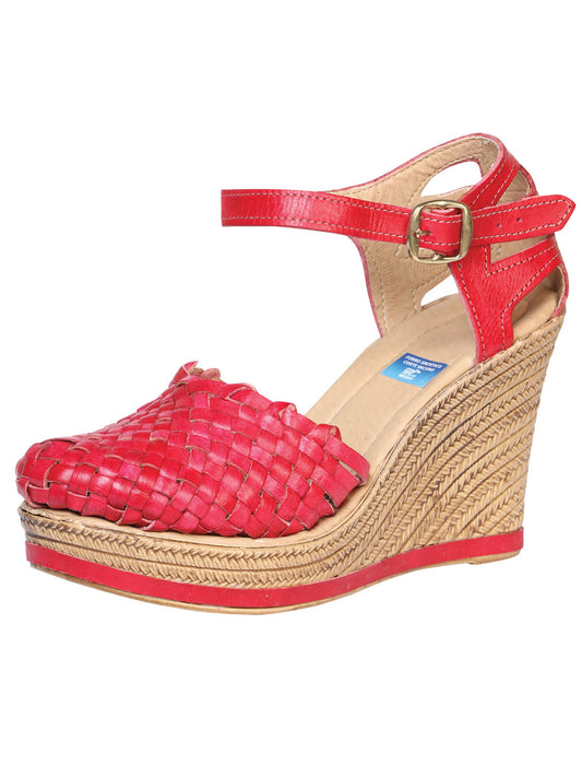 Mexican Artisanal Sandals Leather Red 601927