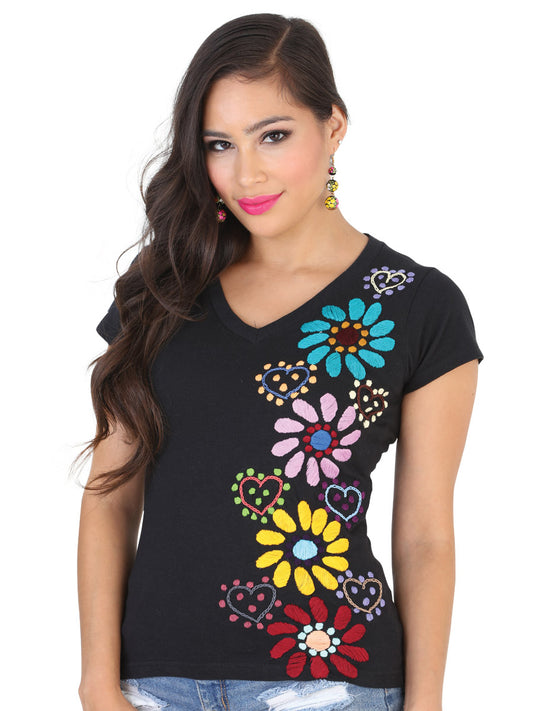 Artisanal Embroidered Sport T-Shirt 50% Cotton 50% Polyester Black 601986