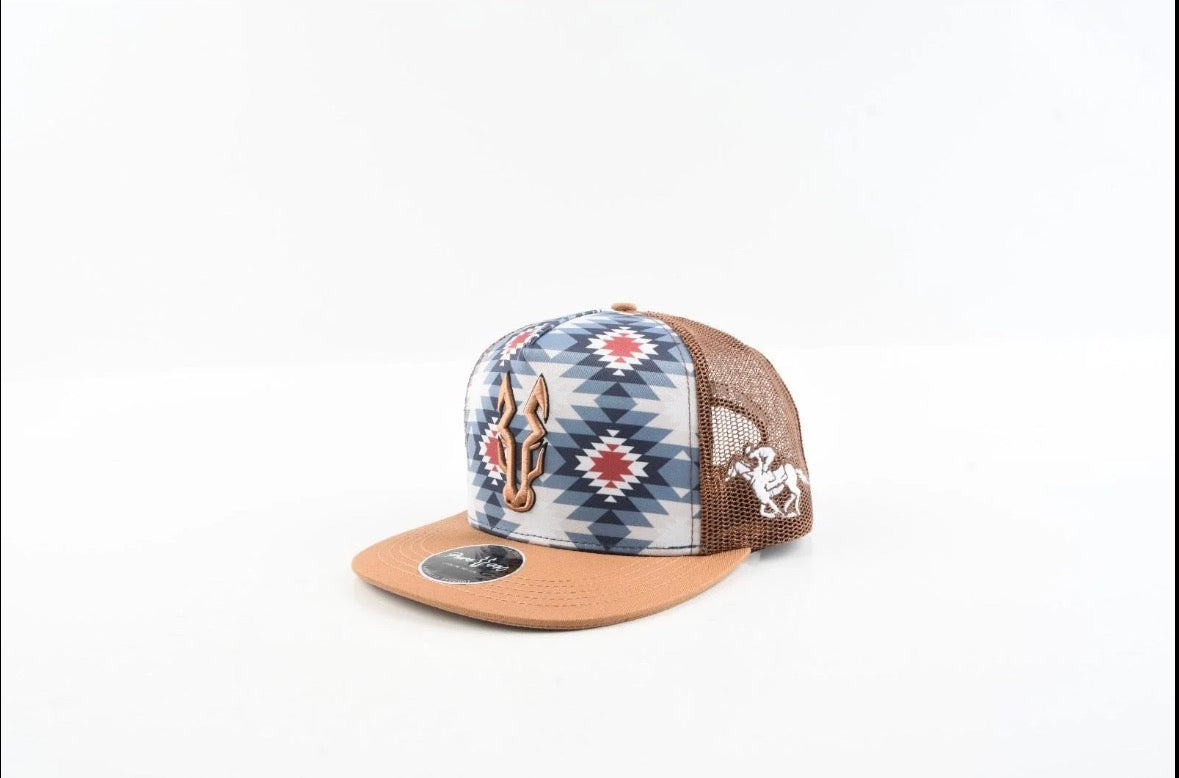 Southwest Rider Hat Puro 440 - Aztec Pattern with Brown (Flat Brim)